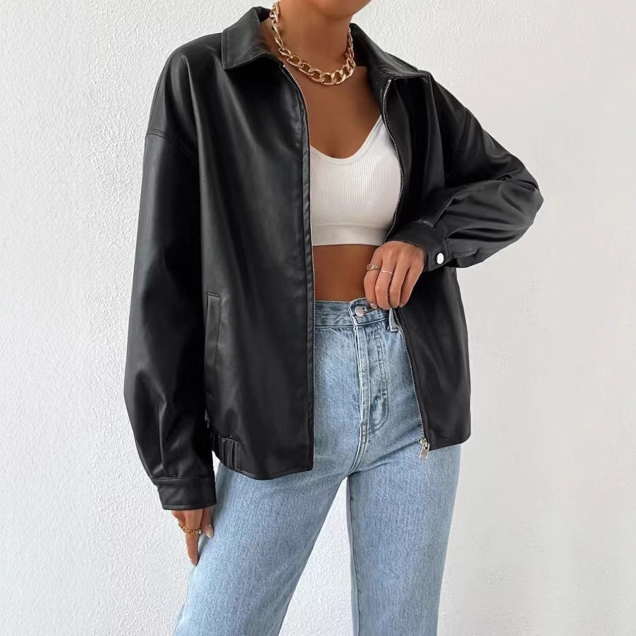 bomber simili cuir femme