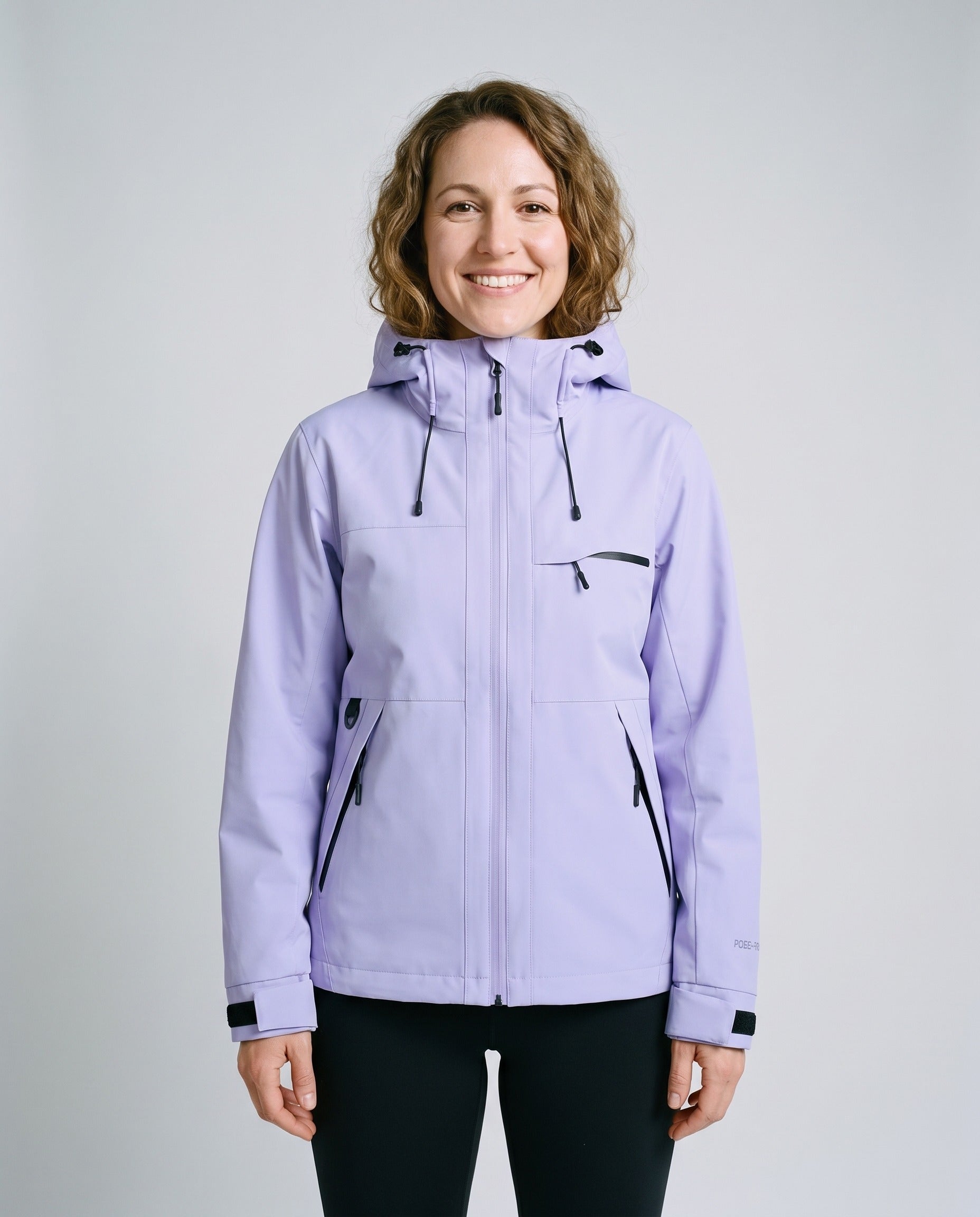 Coupe-vent femme imperméable capuche violet - face