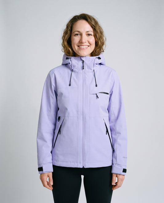 Coupe-vent femme imperméable capuche violet - face