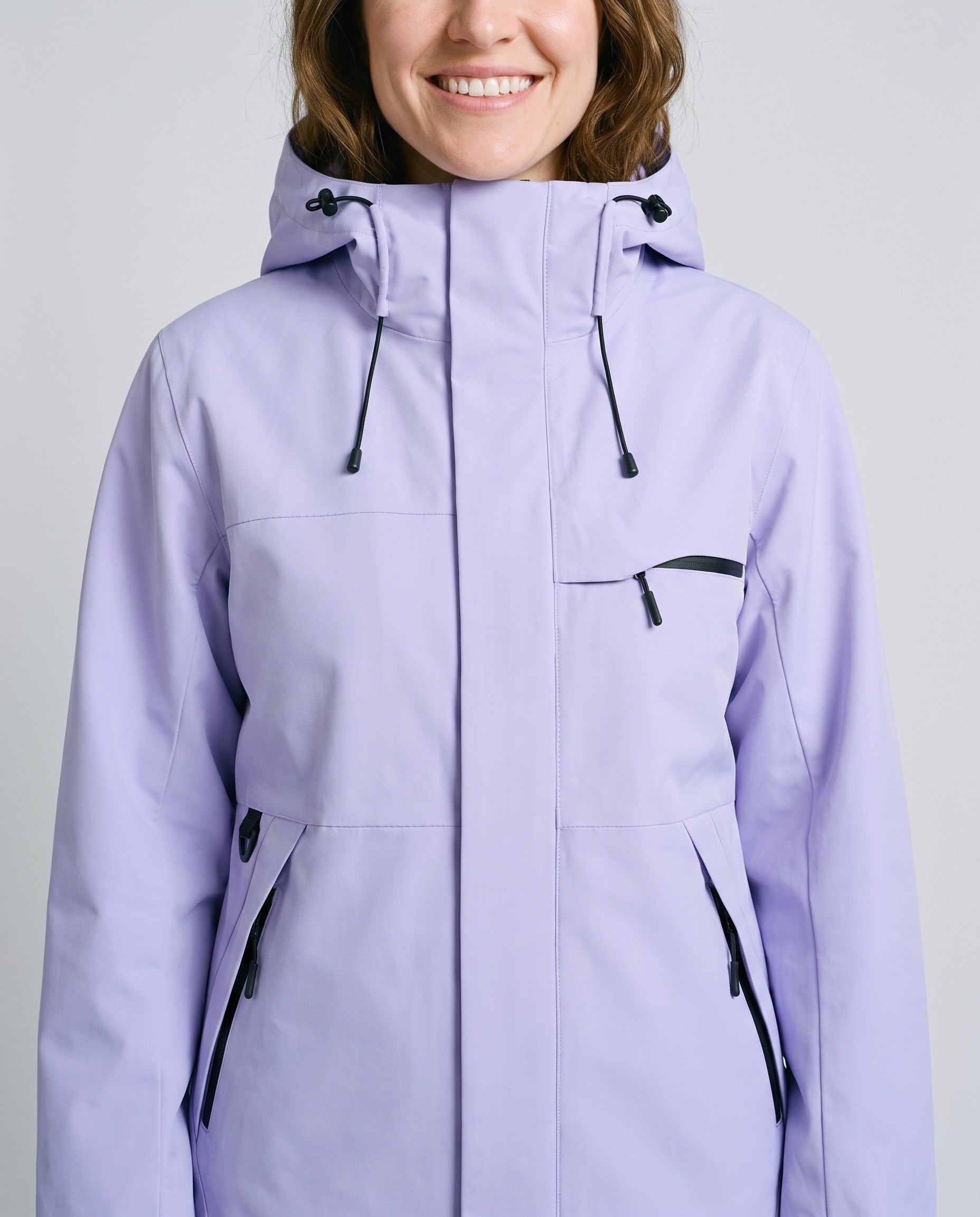 Coupe-vent femme imperméable - détail capuche et zip