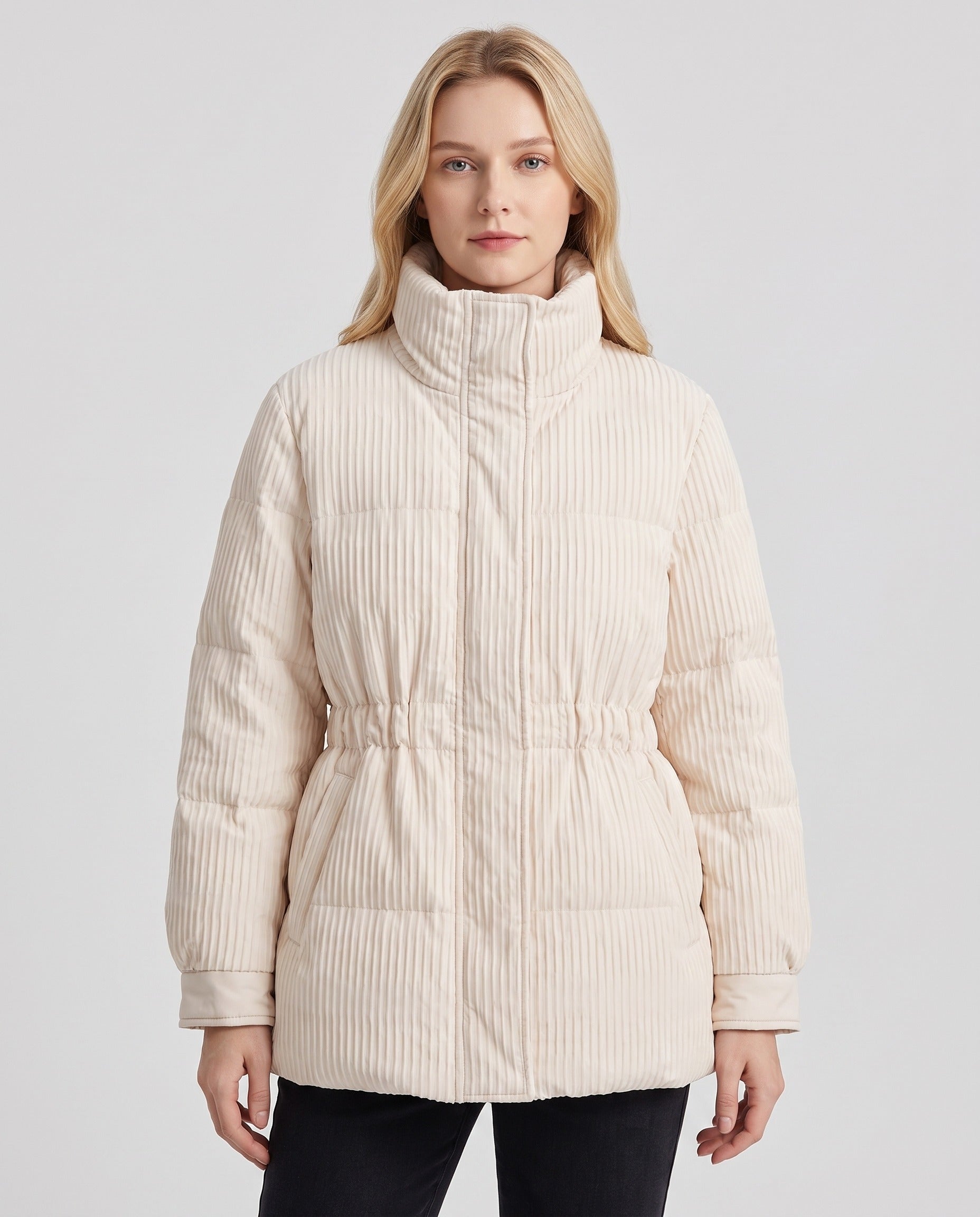 Doudoune beige femme - face