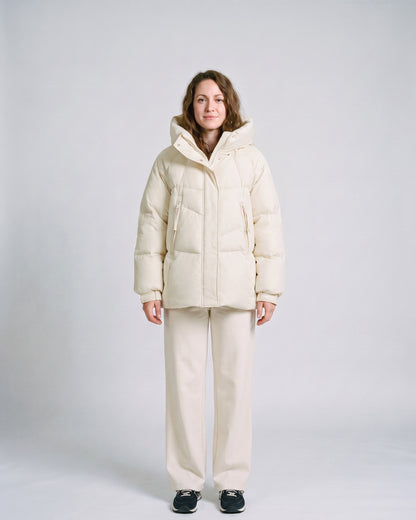 Doudoune Femme Verte Blanc crème - face