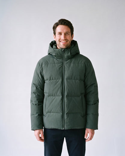 Doudoune Homme Grise Vert - face