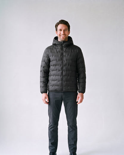 Doudoune Grise Homme Noir - face