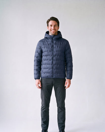 Doudoune Grise Homme Bleu Marine - face