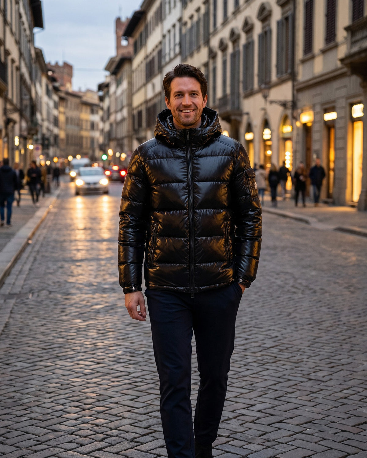 Doudoune Noir Brillant Homme - porté