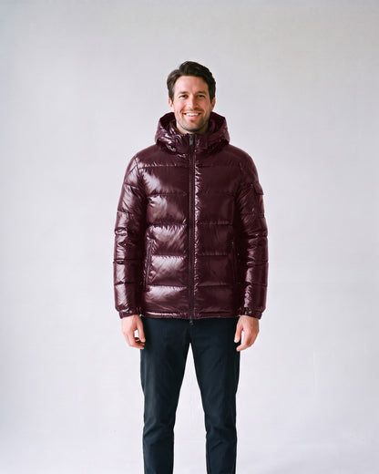 Doudoune Noir Brillant Homme Bordeaux - face