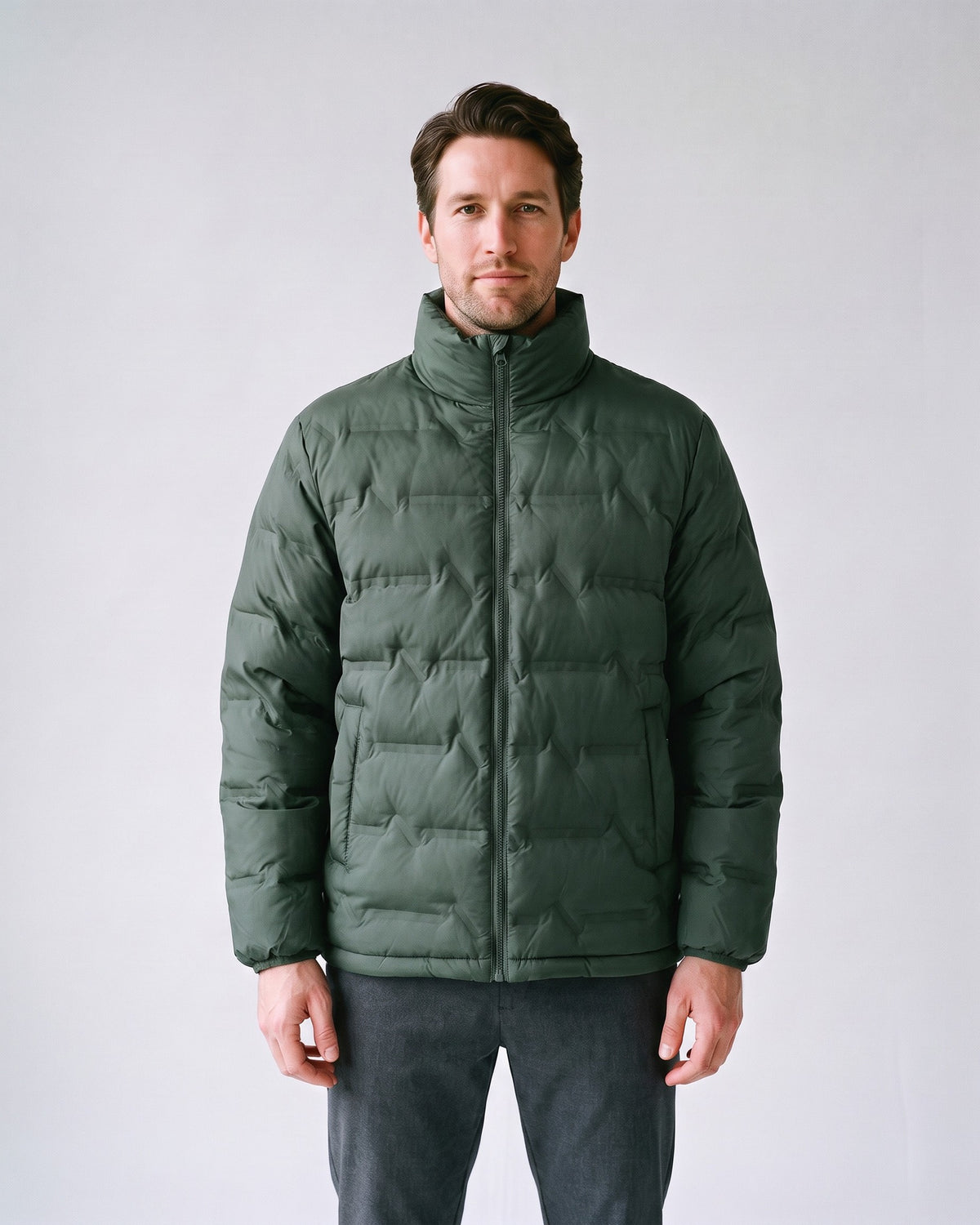 Doudoune Homme Oversize Vert - face
