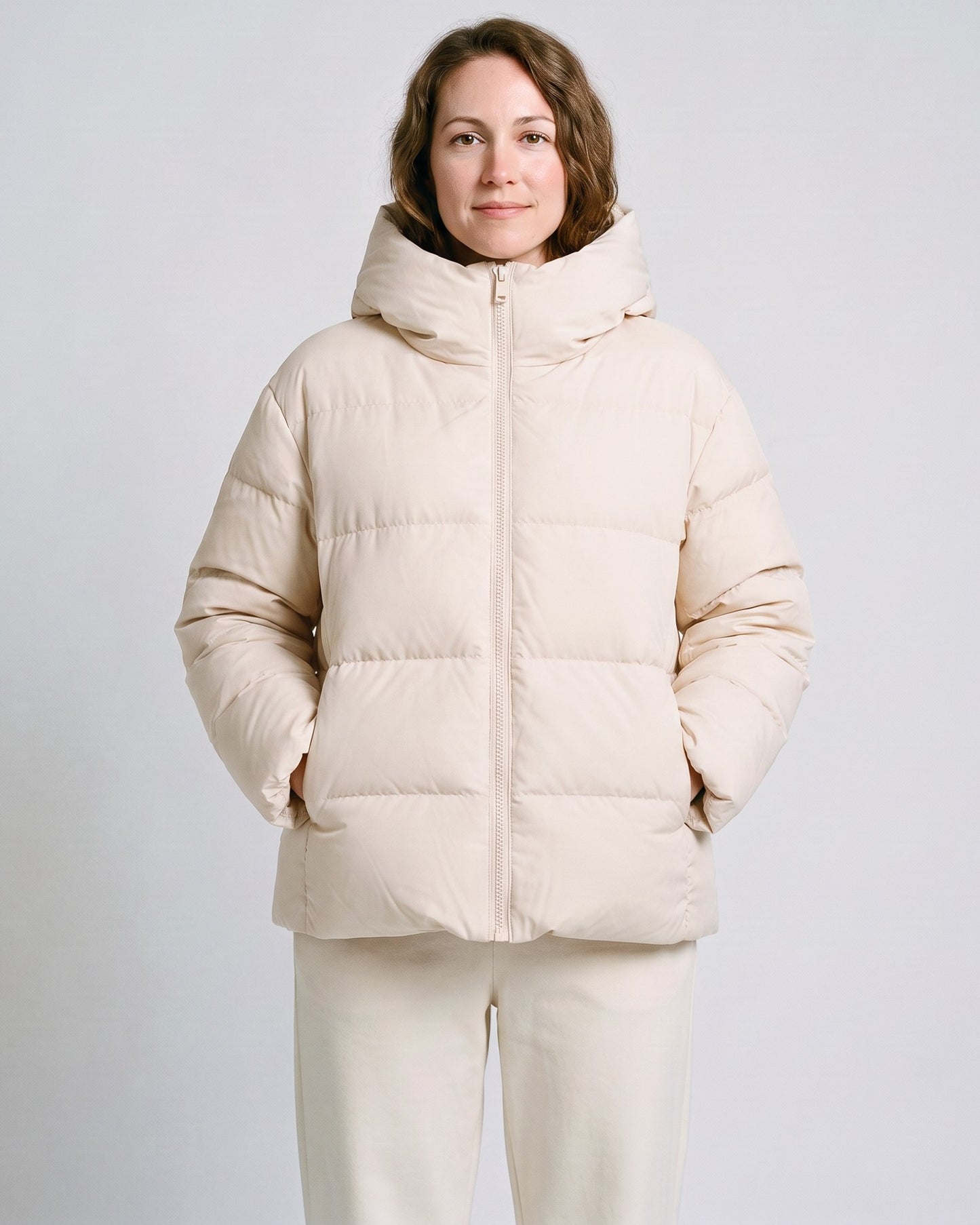 Doudoune Rose Femme Blanc - face