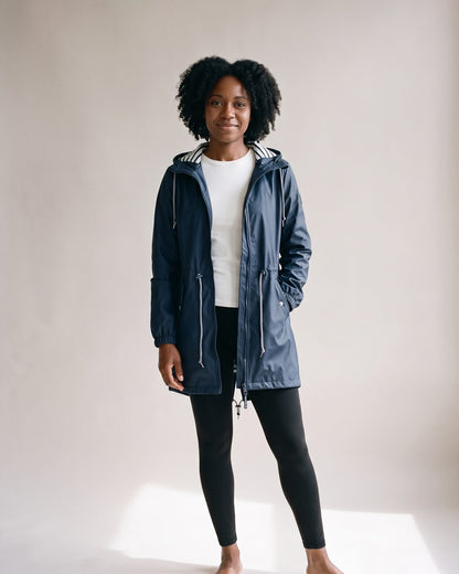 Imperméable à capuche marine femme — Face