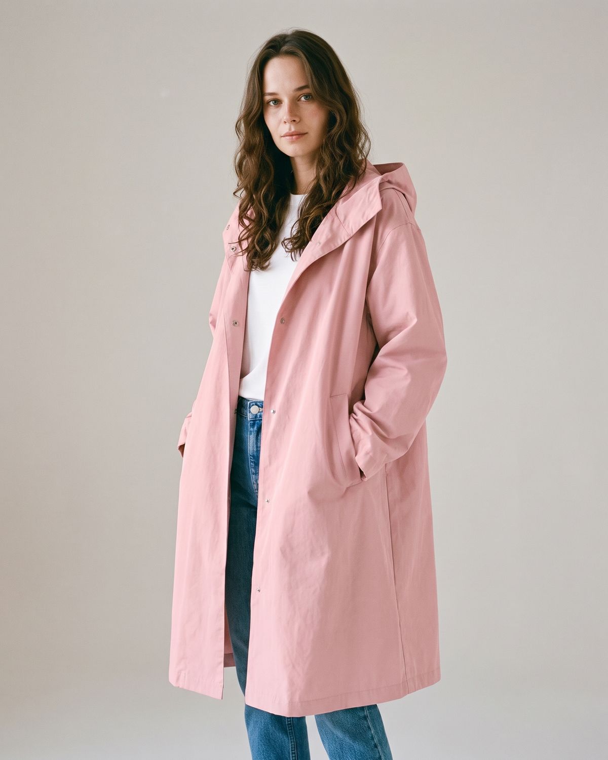 Imperméable à capuche rose femme — Profil