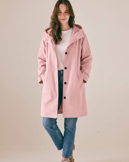 Imperméable à capuche rose femme — Face