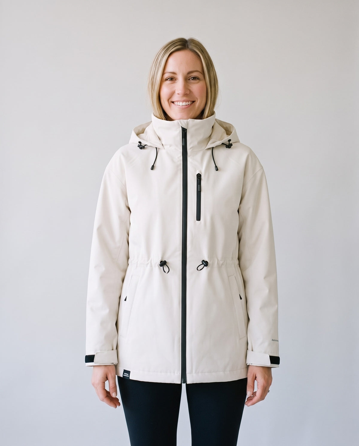 Imperméable femme blanc à capuche - face