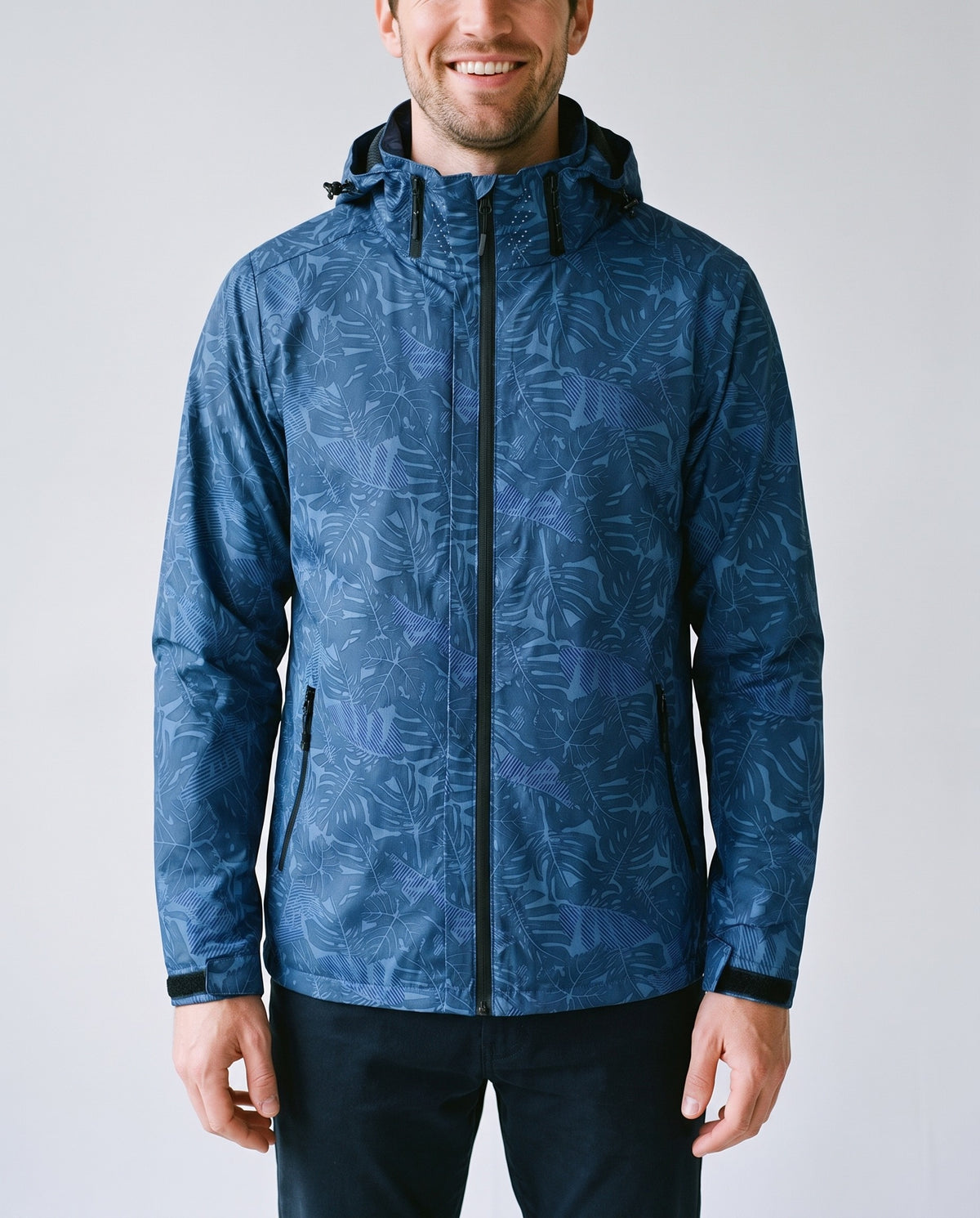 Imperméable homme avec capuche bleu - face