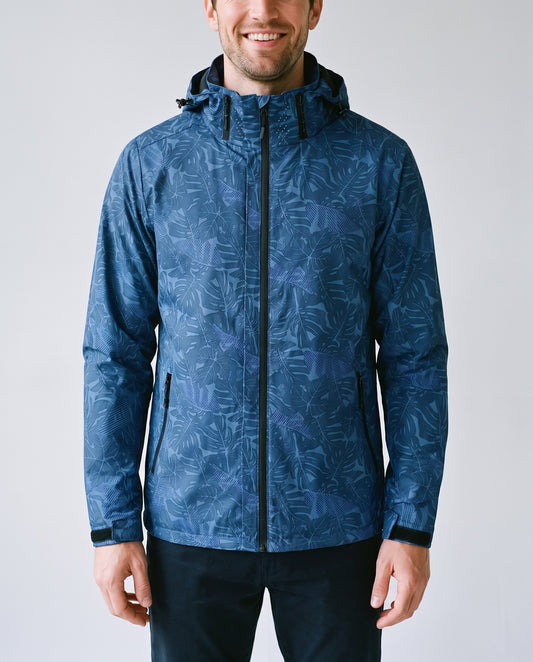 Imperméable homme avec capuche bleu - face