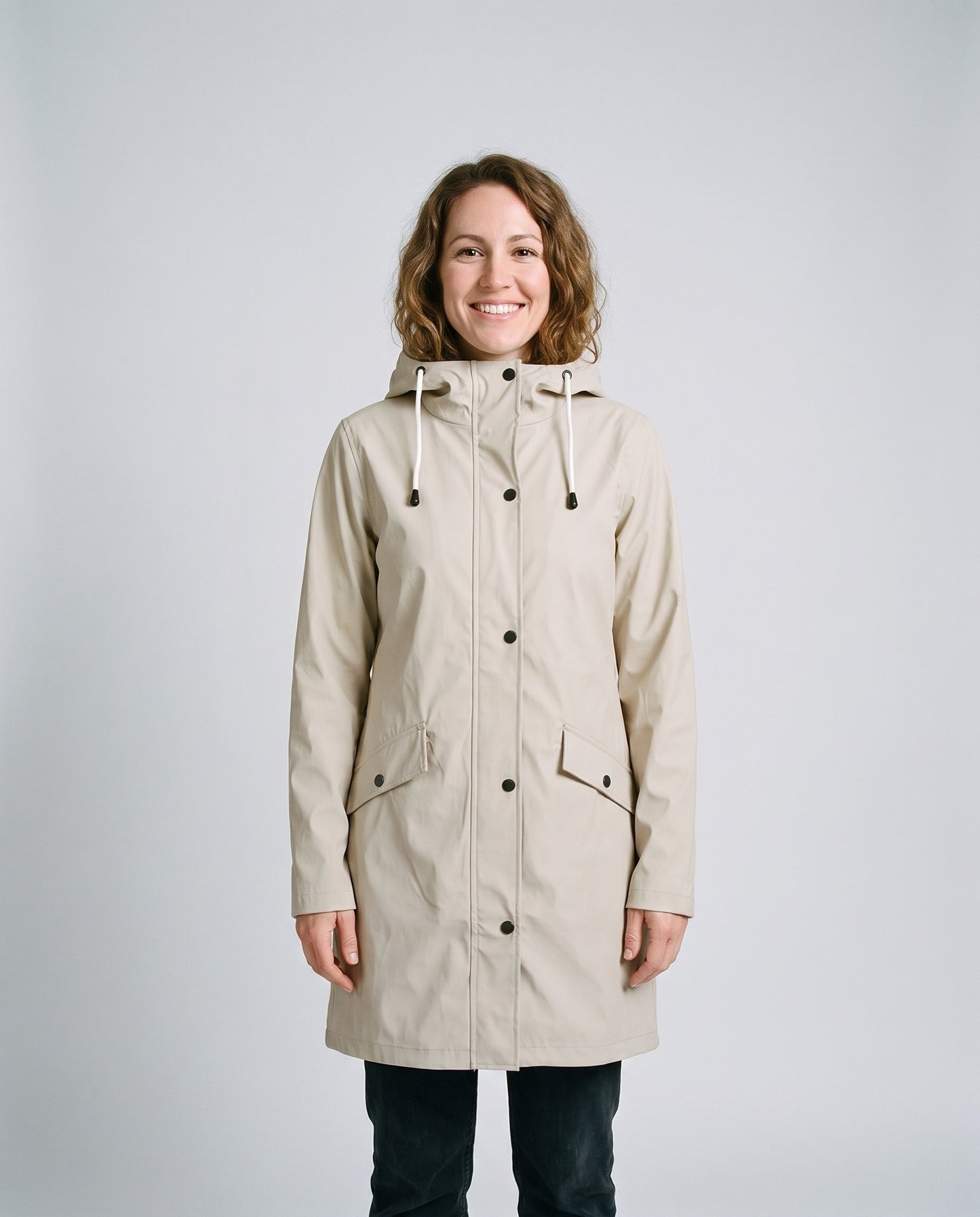 Imperméable léger femme beige - face