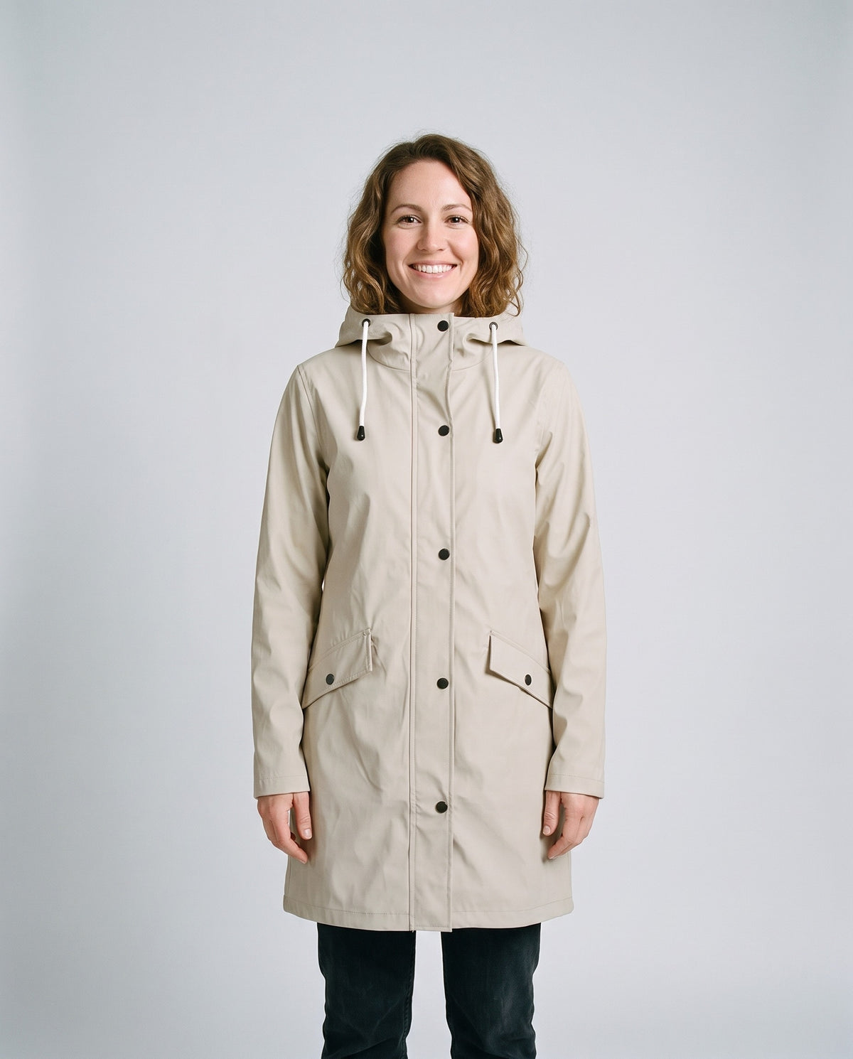 Imperméable léger femme beige - face