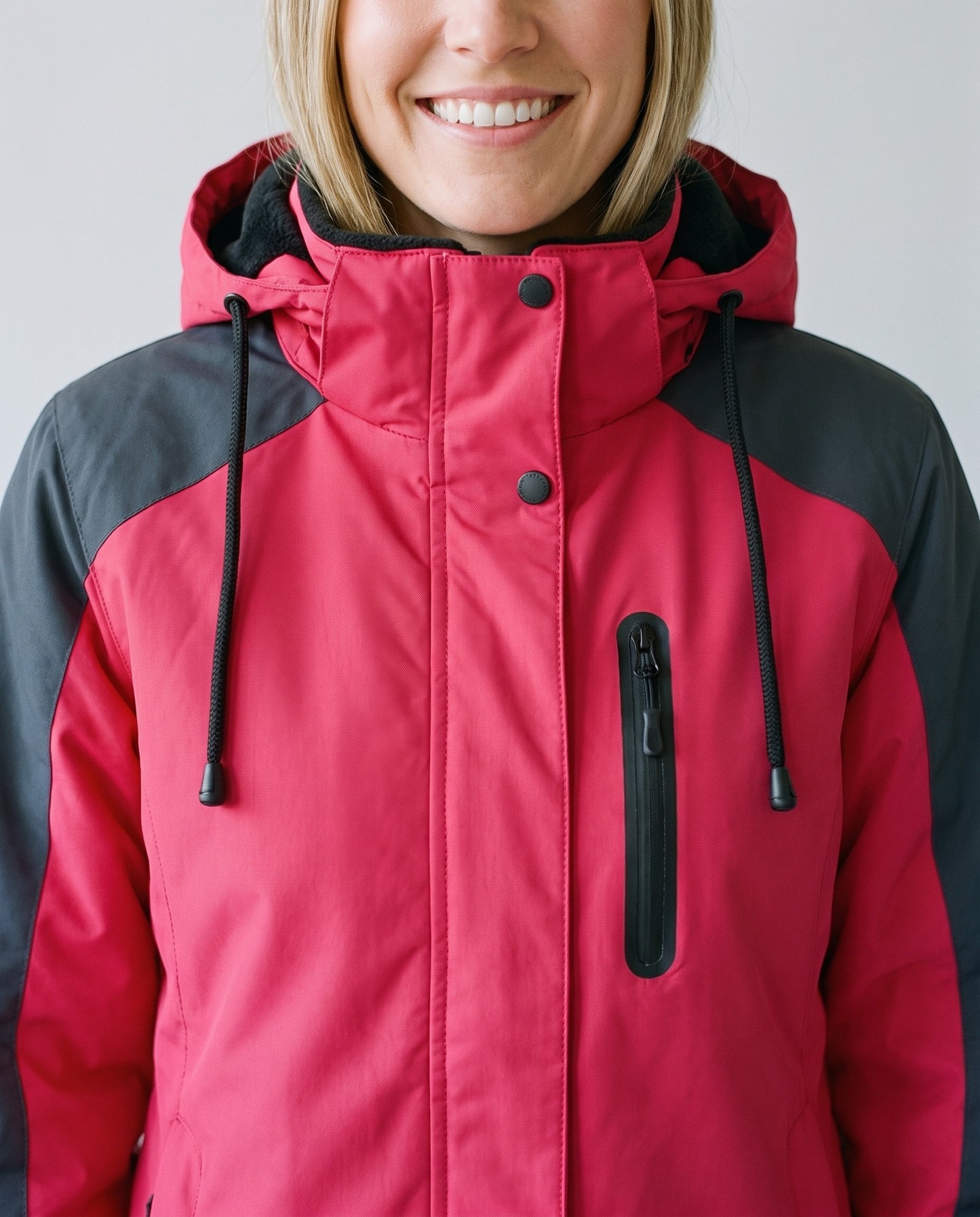 Manteau chaud imperméable femme - détail zip et capuche