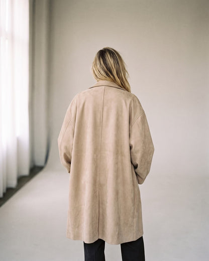 Manteau en daim beige femme — Dos