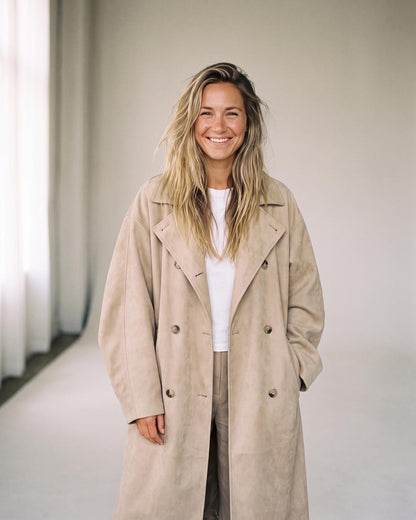 Manteau en daim beige femme — Profil