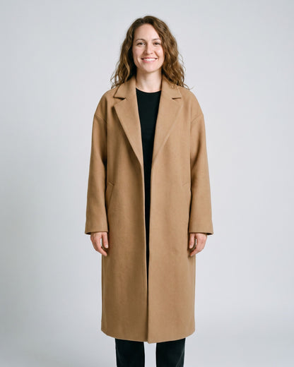 Manteau laine long femme - face