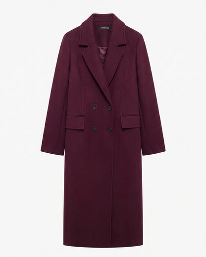 Manteau long bordeaux femme packshot