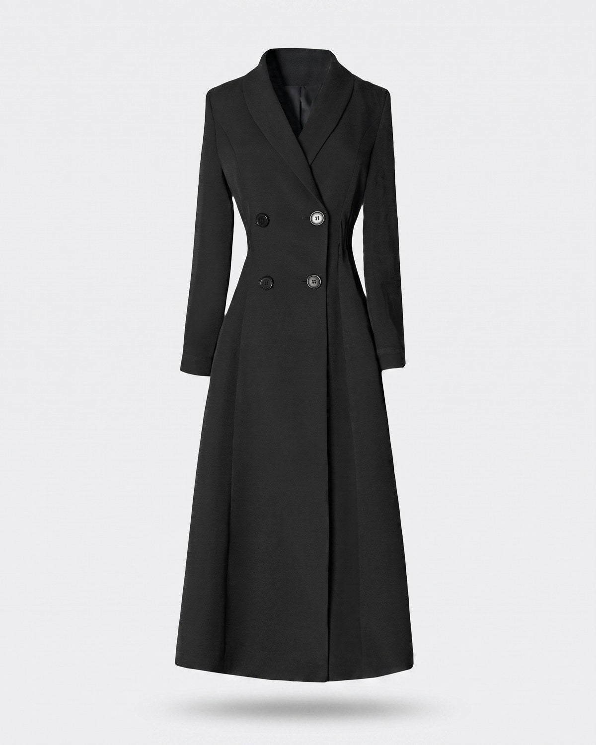 Manteau long noir cintré femme — Packshot