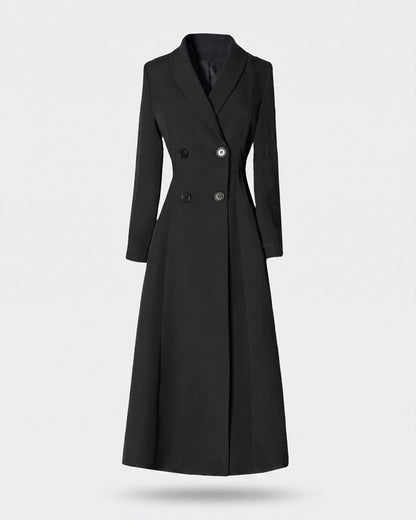 Manteau long noir cintré femme — Packshot