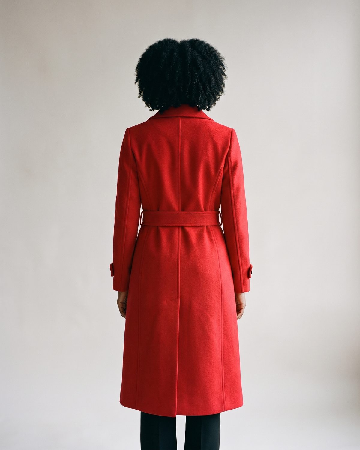 Manteau long rouge femme — Dos