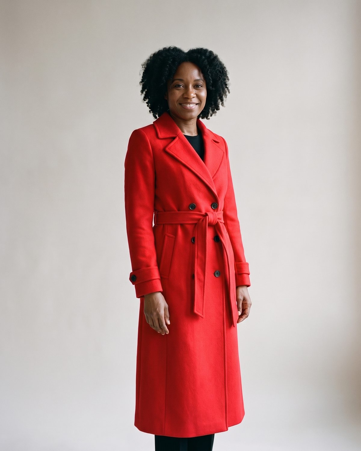 Manteau long rouge femme — Profil