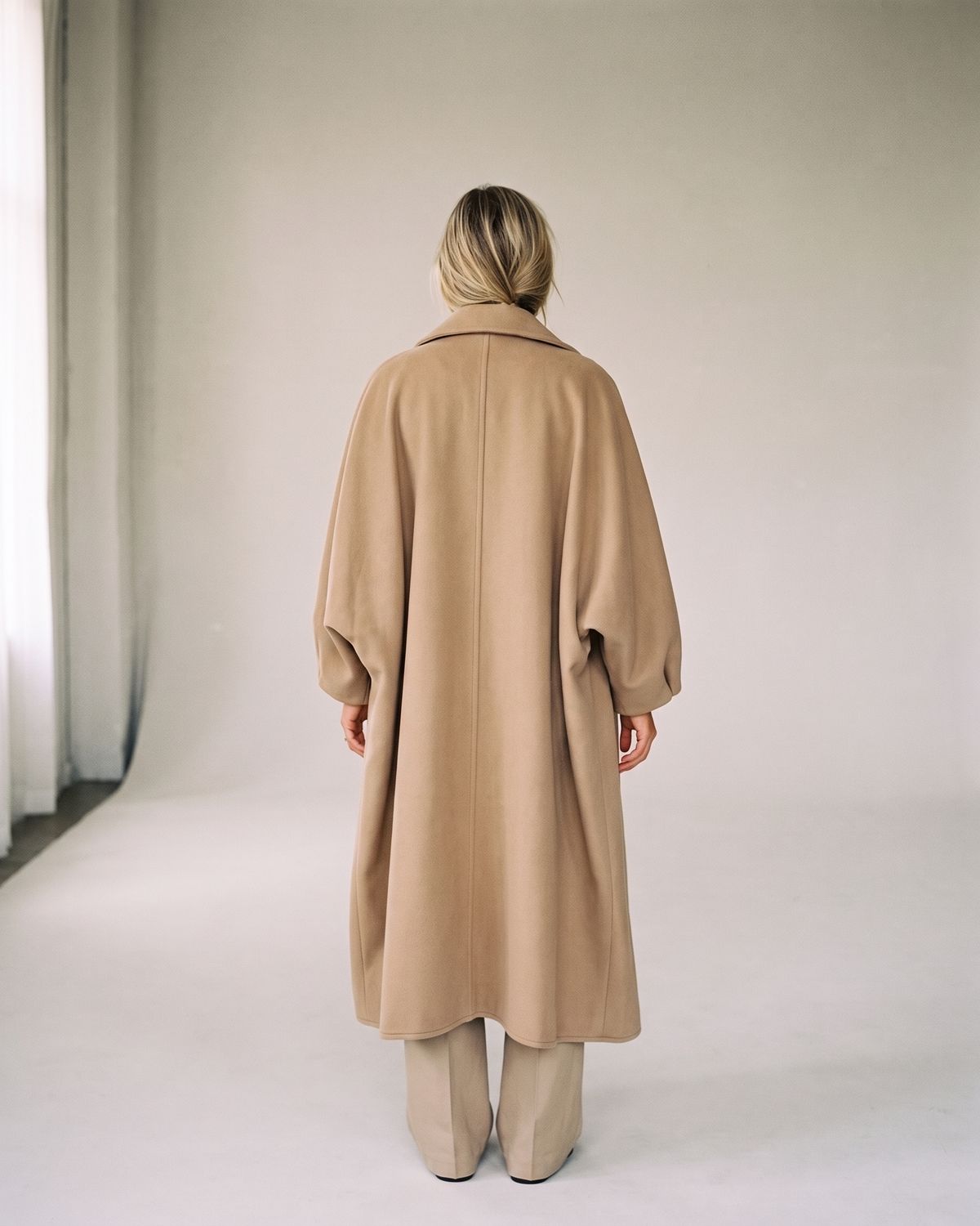 Manteau oversize camel femme — Dos