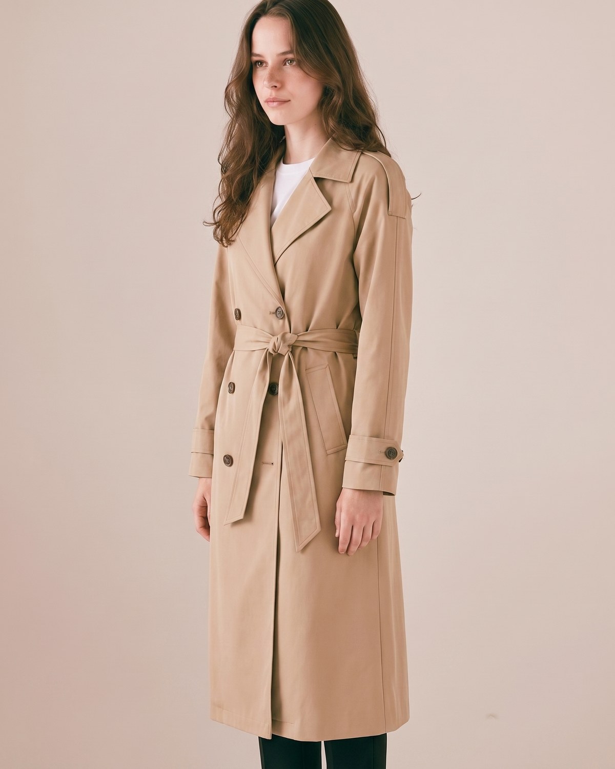 Trench beige ceinturé femme — Profil