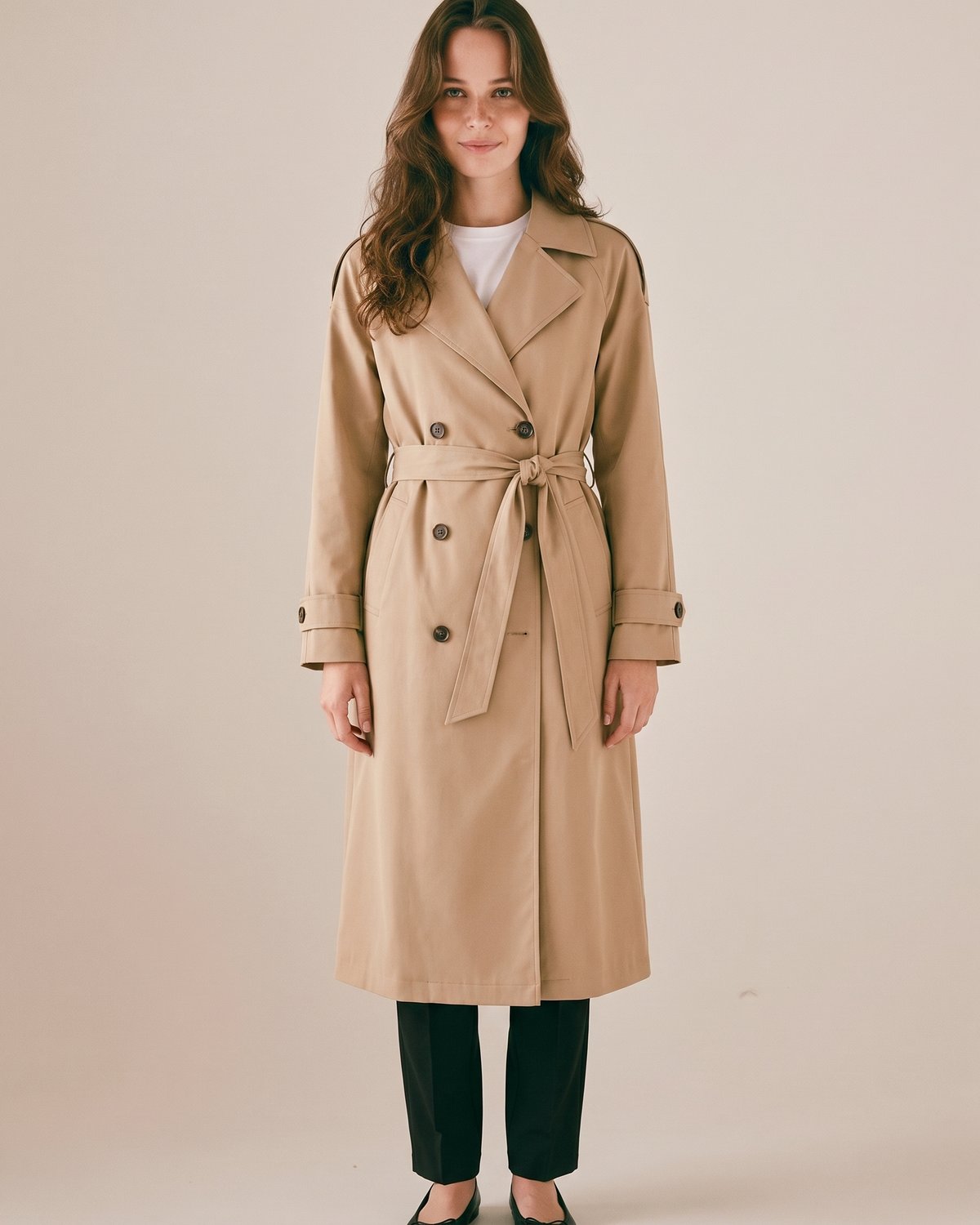 Trench beige ceinturé femme — Face