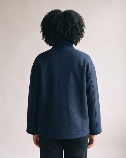 Trench Bleu Marine Femme Long dos