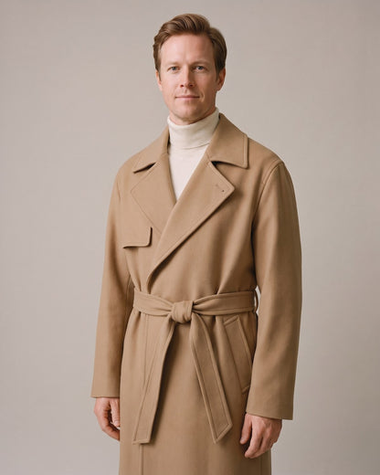 Trench camel homme - détail ceinture revers