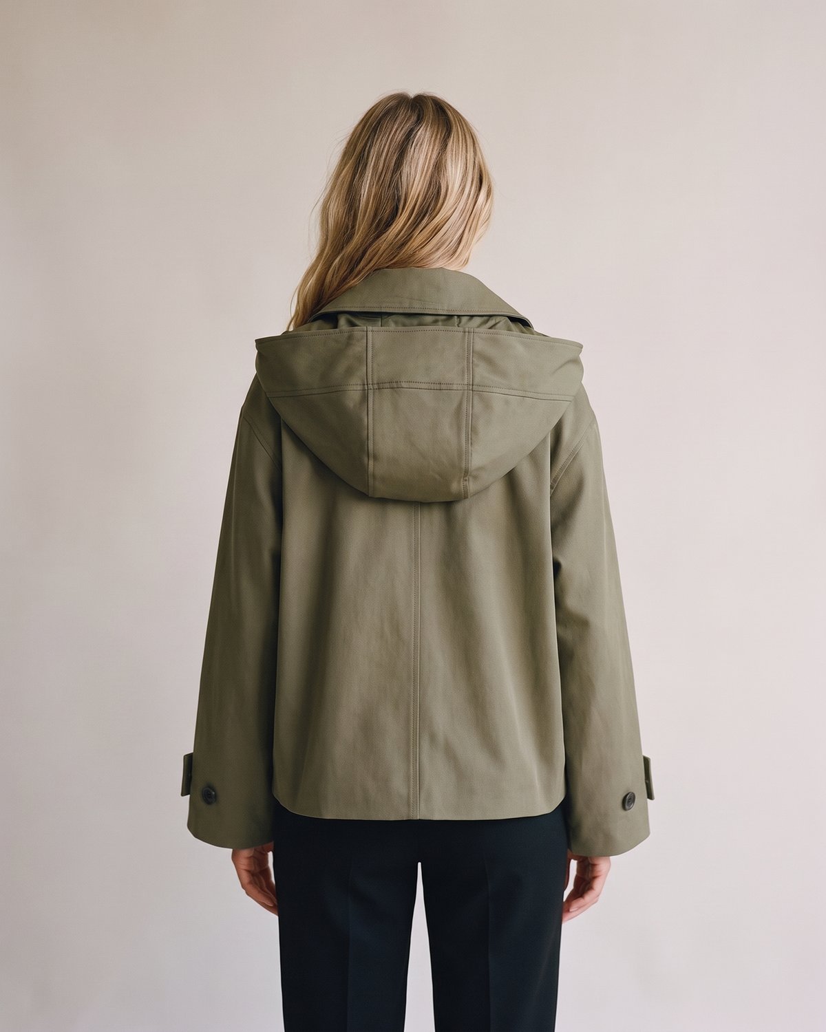 Trench à capuche kaki femme — Dos