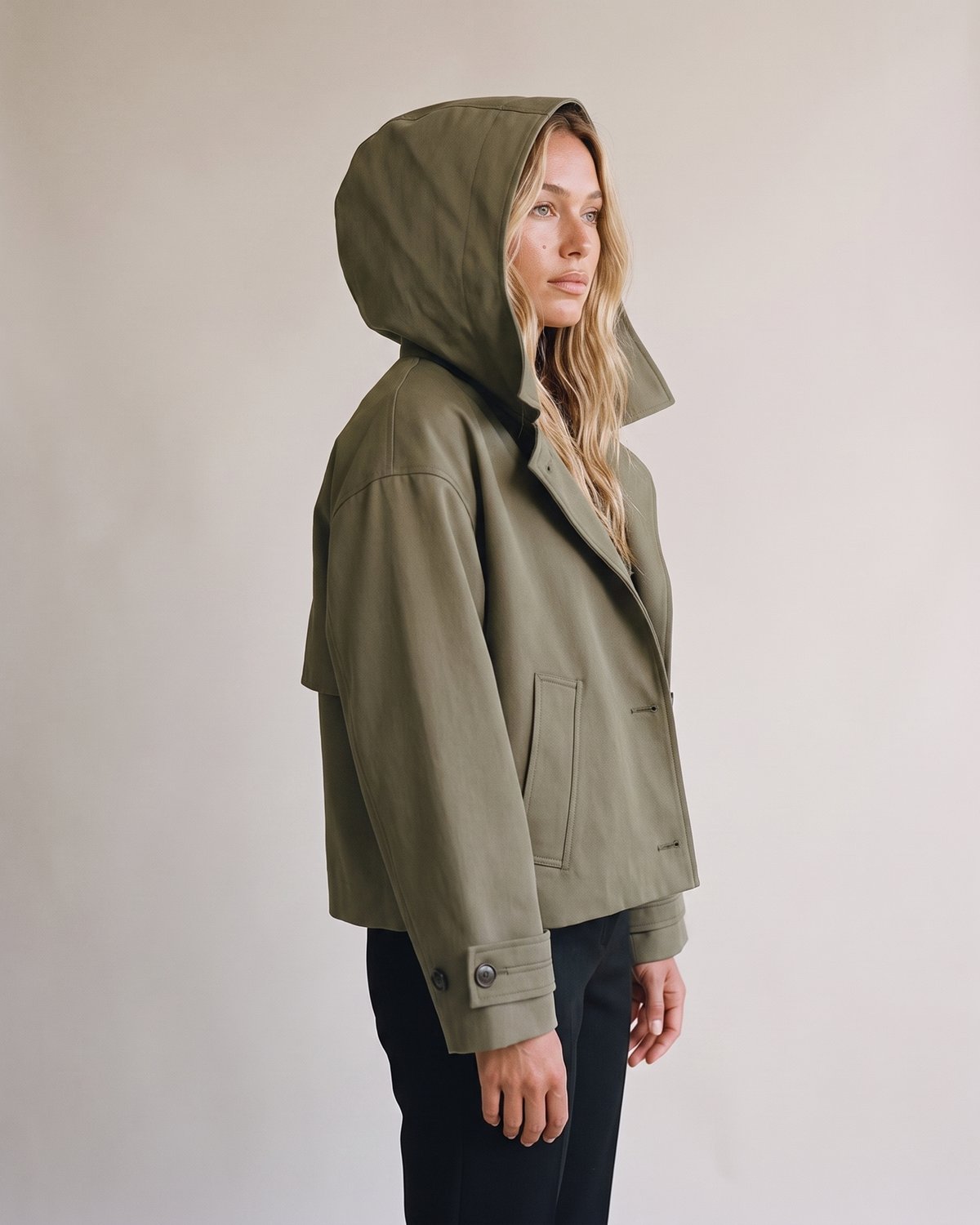 Trench à capuche kaki femme — Profil