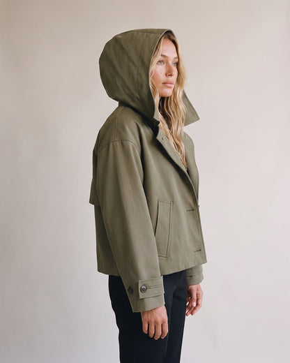 Trench à capuche kaki femme — Profil