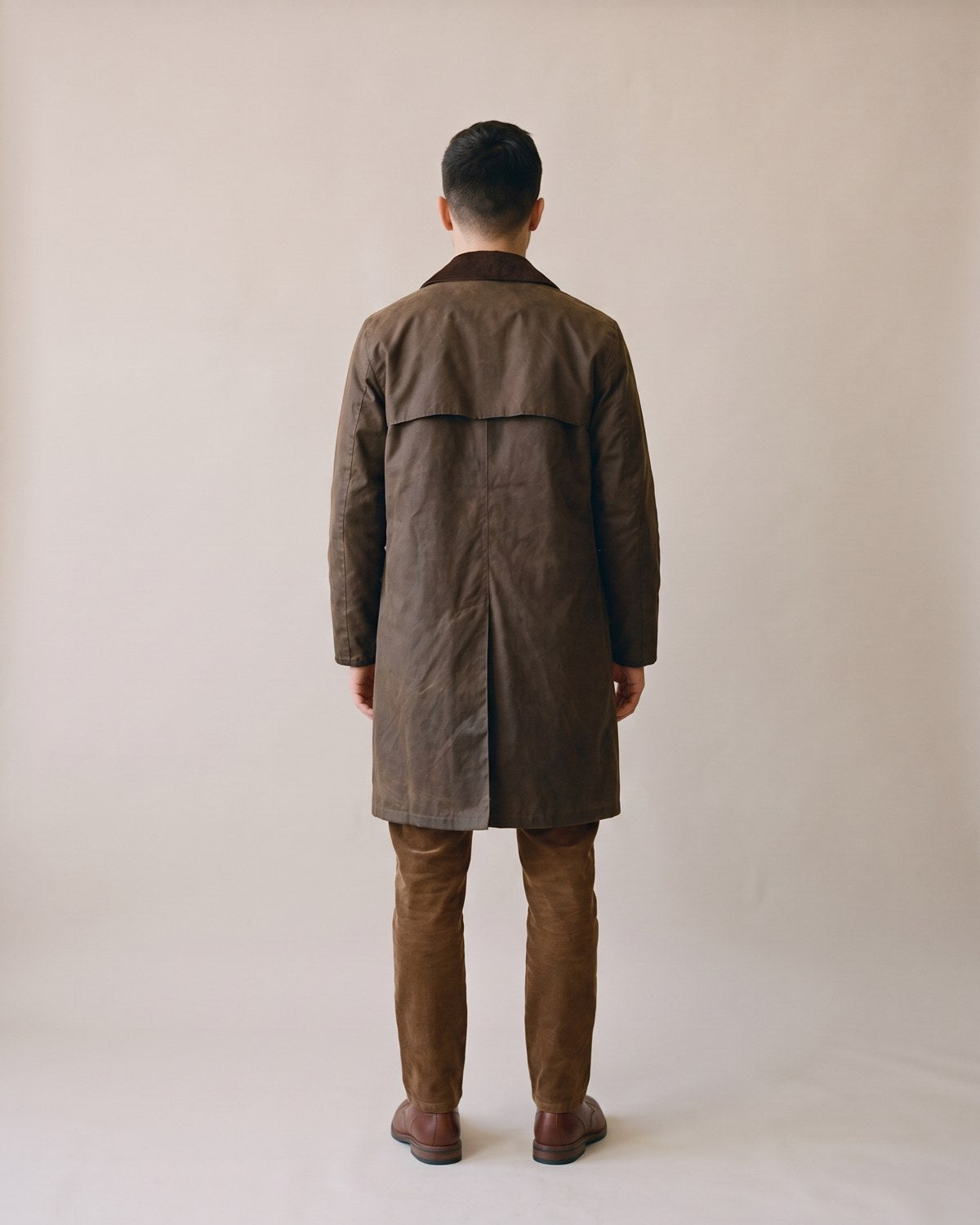 Trench ciré marron homme - vue dos