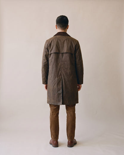 Trench ciré marron homme - vue dos