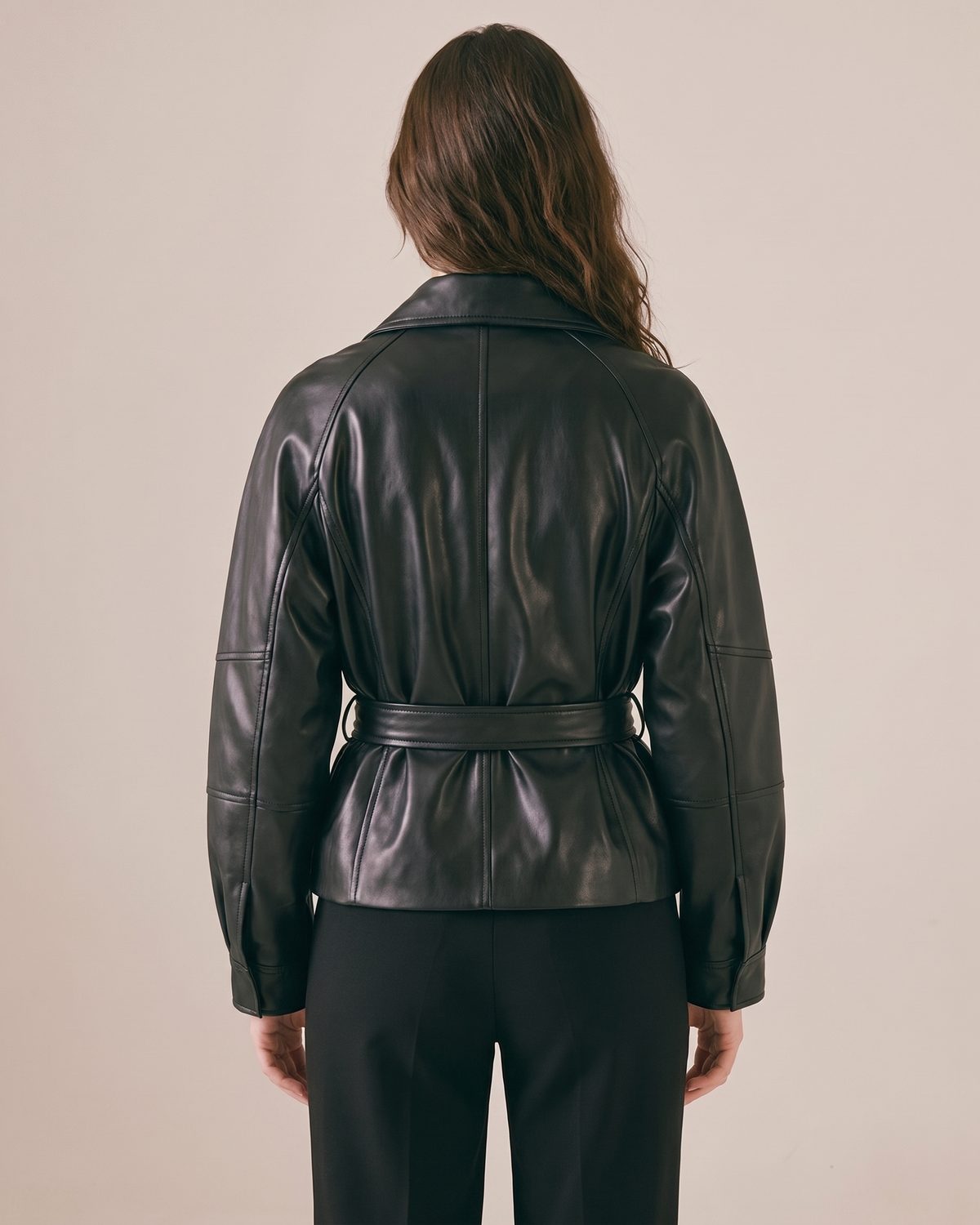 Trench Coat Simili Cuir Court Femme dos