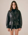 Trench Coat Simili Cuir Court Femme