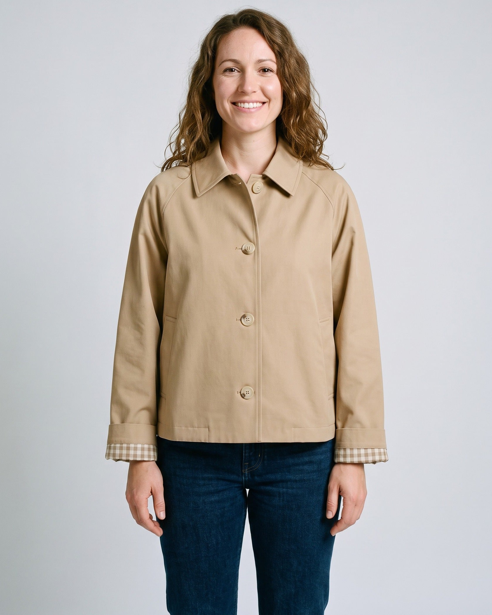 Trench Court Beige Femme - face