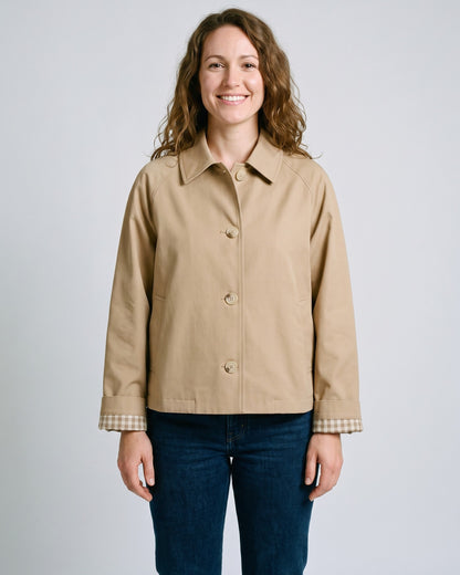 Trench Court Beige Femme - face