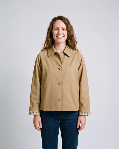 Trench Court Beige Femme Kaki - face