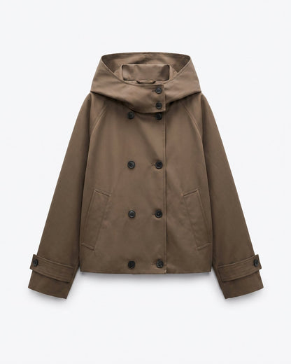 Trench court à capuche marron femme — Packshot