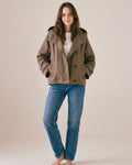 Trench court capuche femme marron