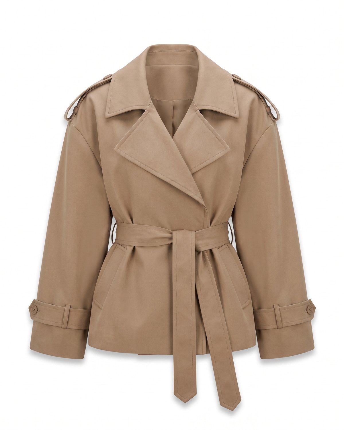 Trench court ceinturé camel femme — Packshot