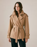 Trench court ceinturé femme camel