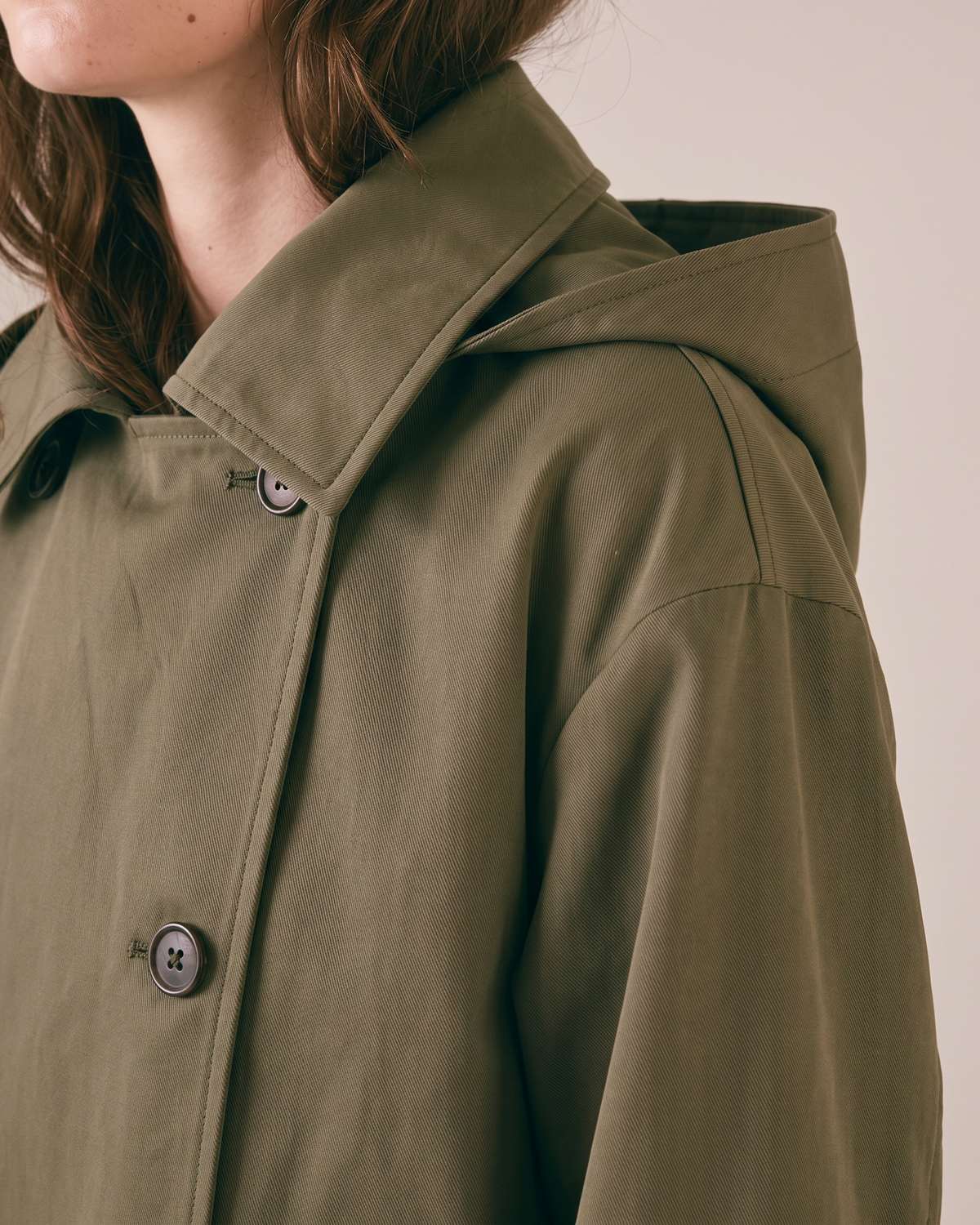 Trench Court Kaki Femme détail